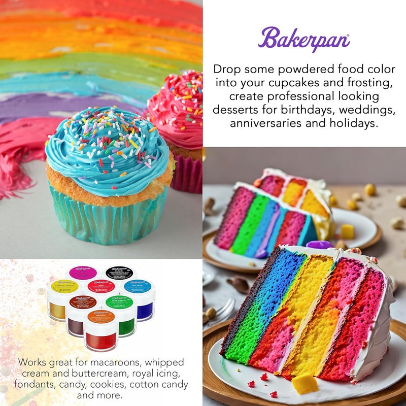 Bakerpan Food Coloring Powder Set - 8 Vibrant Colors in 4 Gram Jars - Image 3